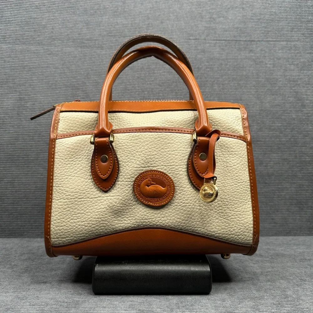 Dooney & Bourke Vintage All Weather Leather Satchel Cream Tan Doctor Bag Handbag